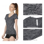 icyzone Workout Shirts for Women - Yoga Tops Activewear Gym Shirts Running Fitness V-Neck T-Shirts