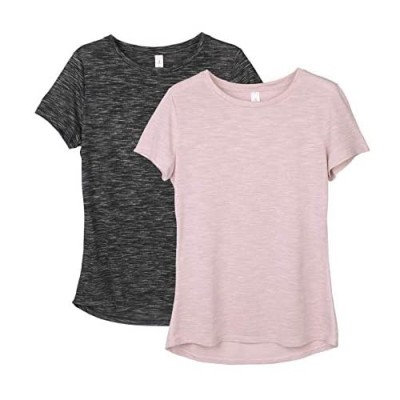 icyzone Workout Shirts for Women - Yoga Tops Gym Clothes Running Exercise Athletic T-Shirts for Women(Pack of 2)
