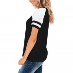 Womens Short Sleeve T Shirts Crewneck Color Block Workout Tee Casual Tunic Tops Athletic Tops