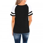 Womens Short Sleeve T Shirts Crewneck Color Block Workout Tee Casual Tunic Tops Athletic Tops