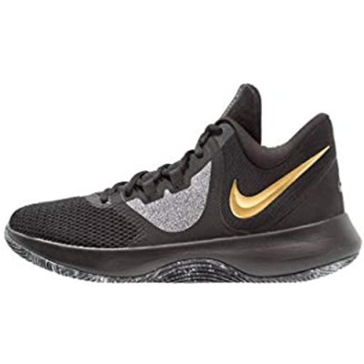 Nike Air Precision 2 Mens Basketball Shoes (8.5  Blk MTLC Gold Wht)