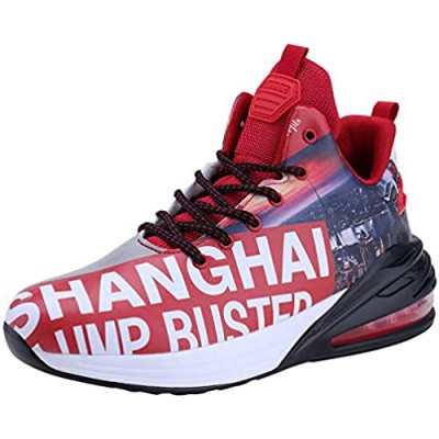 WYHAN Mens Air Cushion Running Sports Shoes Athletic Tennis Basketball Shoes High Upper Lightweight Fashion Sneakers
