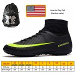 Binbinniao CR Indoor - TF Turf Cleats Boys - High Tops Ankle Boots Women Turf - Messi Outdoor Soccer Shoes - Men Size Black