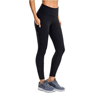 CRZ YOGA Women's Matte Brushed Warm Leggings High Waisted Workout Yoga Pants with Pocket Squat Proof-28 inches