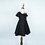 Abbyabbie.Li Girls Short Sleeve Uniform Dresses Casual Peter Pan Collar Fit and Flare Skater Dress 2-12 Years