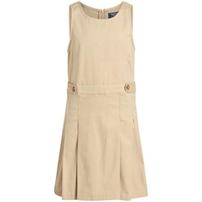 CHEROKEE Girls’ School Uniform - Cotton Twill Jumper Dress with Pleated Bottom