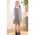 MQDORAFA Girls School Uniform Pleated Hem Jumper Dress Gray