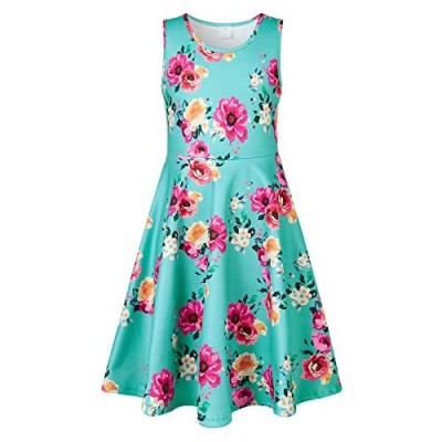 UNICOMIDEA Girl Sleeveless Dress Colorful Print Adorable Tunic Summer Swing Skirt Toddler Casual/Party Sundress 4-13 Years