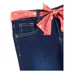 dELiAs Girls' Super Stretchy Denim Jeans with Colorful Sash Belt