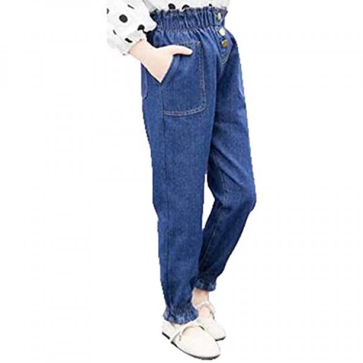Digirlsor Little Big Kids Girls High Waist Jeans Fashion Casual Denim Pants 3-12 Years