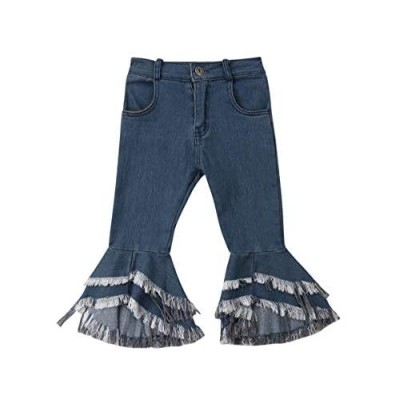 Infant Little Baby Girl Bell-Bottom Ruffle Flare Jeans Denim Leggings Long Pant