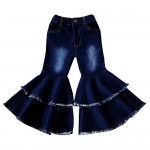 luethbiezx Little Girls Denim Jeans Bell-Bottom Toddler Kid Ruffle Flare Pants Leggings Trousers