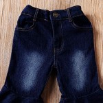 luethbiezx Little Girls Denim Jeans Bell-Bottom Toddler Kid Ruffle Flare Pants Leggings Trousers