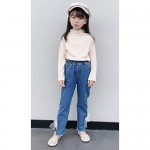 Pansleejoy Baby Girls Elastic Waist Slim Jeans with Bowknots Toddlers Classic Denim Pants