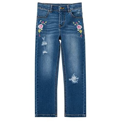 UNACOO Girl's Classic Straight Leg Jeans Pants Regular Fit Stretch Denim Jeans (Age 3-12 Years)
