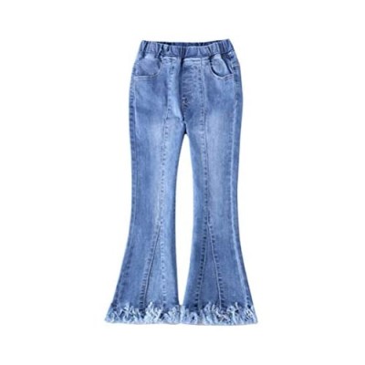 Zukzi Girls Dark Blue Mid Waist Raw Hem Flare Bell Bottom Jeans