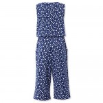 A for Awesome Girls Wide Leg Printed Cotton Jersey Jumpsuit with Sleeveless