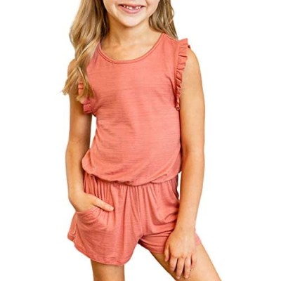 Actloe Girls Jumpsuits and Rompers Summer Crew Neck Cute Short Jumpsuit Pants