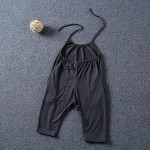 Darkyazi Baby Girls Cute Grey Jumpsuits for Kids Backless Harem Strap Romper Jumpsuit Toddler Pants Size 2-8Y