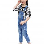 Digirlsor Girls Overalls Little Big Kids Distressed Denim Bib Pants Ripped Blue Jeans Romper Jumpsuit 3-12Y