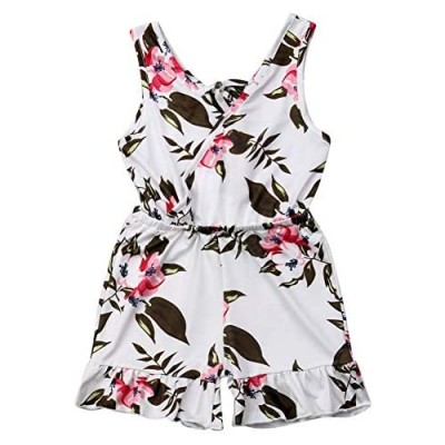 Fashion Summer Toddler Kids Twins Baby Girl Floral Sleeveless Romper Jumpsuit Ruffle Outfits