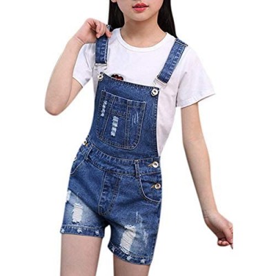Girls Little Big Kids Distressed BF Jeans Cotton Denim Bib Overalls Summer Shortalls 1P