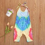 Gueuusu Baby Summer Jumpsuits for Girls Kids Cute Backless Tie Dye Harem Strap Romper Jumpsuit Toddler Pants Size 2-6Y