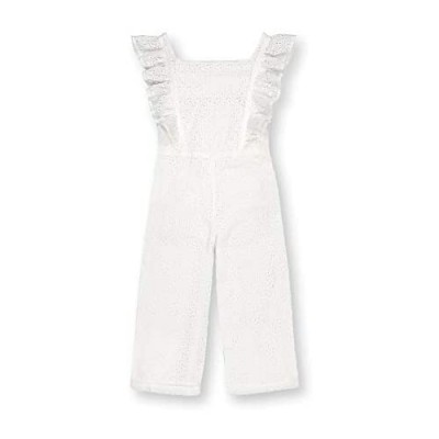 Hope & Henry Girls' Wide Leg Short Ruffle Sleeve Jumpsuit with Button Front