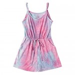 LAVIQK Toddler Girls Kids Summer Loose Tie Dye Sleeveless Jumpsuit Rompers Short Pant Summer Outfits