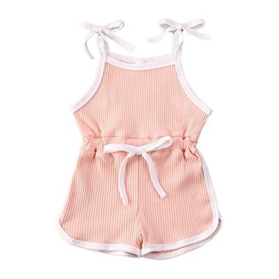 Merqwadd Toddler Baby Girl Strap Jumpsuit Romper Solid Shorts Overall Summer Clothes