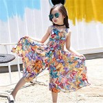 MODNTOGA Bohemian Style Kid Girl Summer Chiffon Beach Skirt Pants Jumpsuit Floral Dress Jumpsuit  Romper Overalls