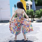 MODNTOGA Bohemian Style Kid Girl Summer Chiffon Beach Skirt Pants Jumpsuit Floral Dress Jumpsuit  Romper Overalls