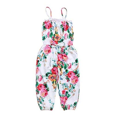 Sinmoocy Toddler Girls Clothes One-Pieces Romper Jumpsuit Overalls Kids Strappy Floral Summer Outfits Harem Pants