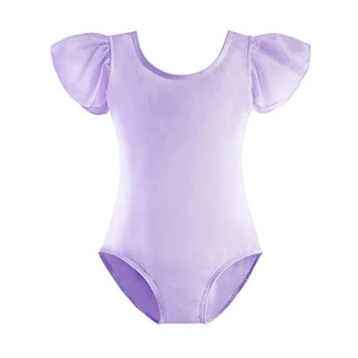 STELLE Girl's Cotton Ruffle Short Sleeve Leotard for Dance  Gymnastics and Ballet (Toddler/Little Girl/Big Girl)