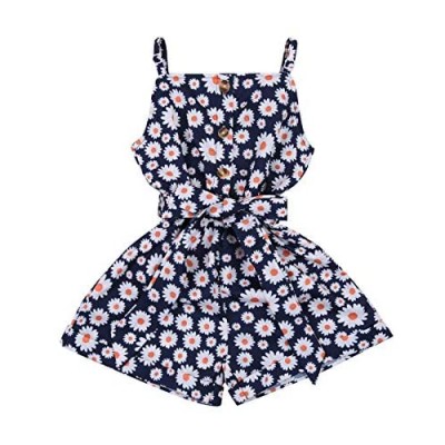 Summer Toddler Girl Clothes Suspender Jumpsuit Shorts Romper Daisy Floral One Piece Coverall