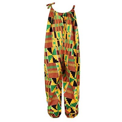 TENMET Little Girl’s African Boho Print Jumsuits Bohemian Outfits with Adjustable Shoulder Strap for Toddler 5-10T
