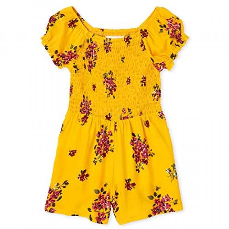 The Children's Place Girls' Floral Smocked Romper