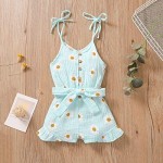 Toddler Girls Strap Jumpsuit Romper Floral Sleeveless Shorts Overalls with Belt Summer Outfits