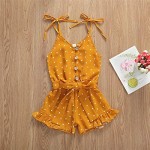 Toddler Kids Baby Girl Ruffle Strap Halter Romper Jumpsuit Sleeveless Overalls Shorts Summer Outfit Clothes