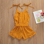 Toddler Kids Baby Girl Ruffle Strap Halter Romper Jumpsuit Sleeveless Overalls Shorts Summer Outfit Clothes