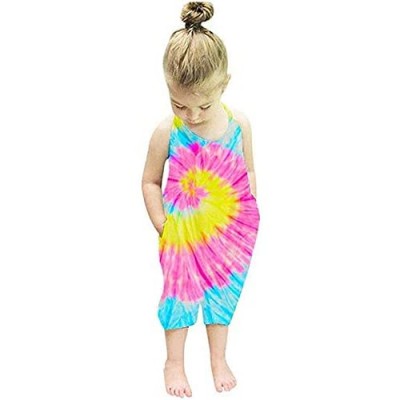Toddler Kids Little Girl Tie Dye Halter Romper Harem Jumpsuit Sleeveless Overalls Summer Outfit Clothes