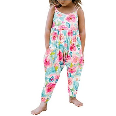 Vieille Baby Girl Jumpsuits for Girls Kids Strap Romper Jumpsuit Toddler Harem Pants with Pockets 1-6 Years