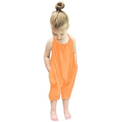 Vinesen Toddler Girls Jumpsuit Romper Solid Color Strap One Piece Overall Summer Pants
