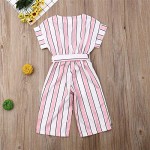 ZOWTORCY Kids Toddler Little Girl Striped V-Neck Jumpsuit Romper Outfits Overalls Pants Clothes with Bowknot Belt