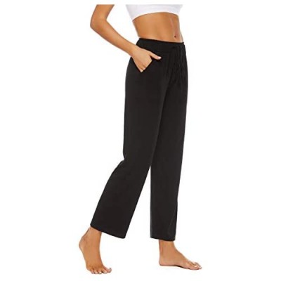 BATHRINS Womens Comfy Lounge Pants Loose Yoga Pants Soft Loose Drawstring Wide Leg Pants with Pockets