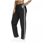 BLEVONH Womens Elastic Waistband Striped Side Work Out Sweatpants with Pockets