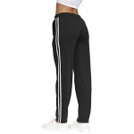 BLEVONH Womens Elastic Waistband Striped Side Work Out Sweatpants with Pockets