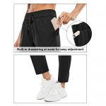 G4Free Womens Lounge Sweatpants Ankle Athletic Pants with Pockets 7/8 Stretch Running Travel Work Pants