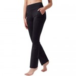 LDsports High Waist Bootcut Yoga Pants 4 Pockets Bootleg Pants for Woman Back Pockets Workout Bootleg