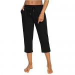 Sarin Mathews Womens Capri Yoga Pants Loose Workout Joggers Drawstring Sweatpants Lounge Pajama Capris Pants with Pockets